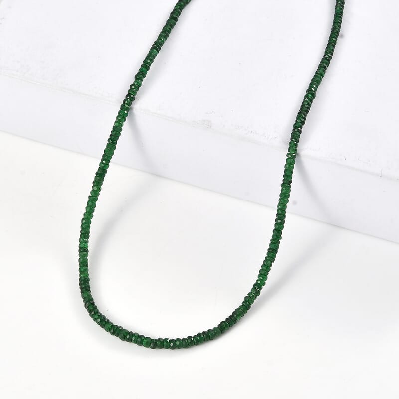 Certified & Appraised Rhapsody AAAA Tsavorite Garnet 55.00 ctw Beaded Necklace in 950 Platinum 18 Inches