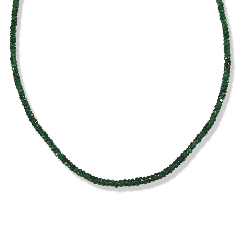 Certified & Appraised Rhapsody AAAA Tsavorite Garnet 55.00 ctw Beaded Necklace in 950 Platinum 18 Inches