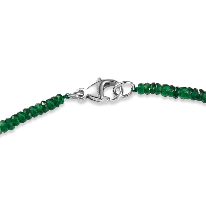 Certified & Appraised Rhapsody AAAA Tsavorite Garnet 55.00 ctw Beaded Necklace in 950 Platinum 18 Inches