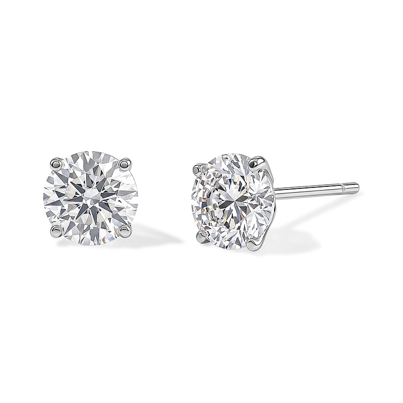 EverTrue Moissanite 2.00 ctw Solitaire Stud Earrings in Stainless Steel