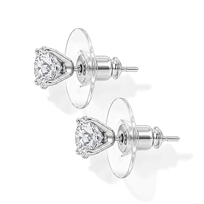 EverTrue Moissanite 2.00 ctw Solitaire Stud Earrings in Stainless Steel