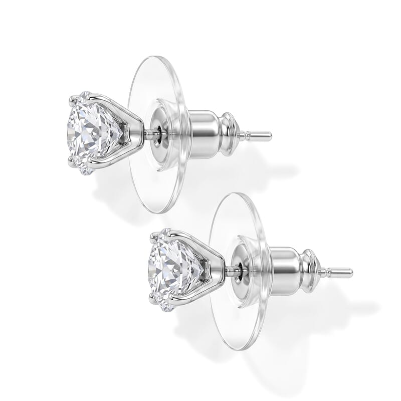 EverTrue Moissanite 2.00 ctw Solitaire Stud Earrings in Stainless Steel