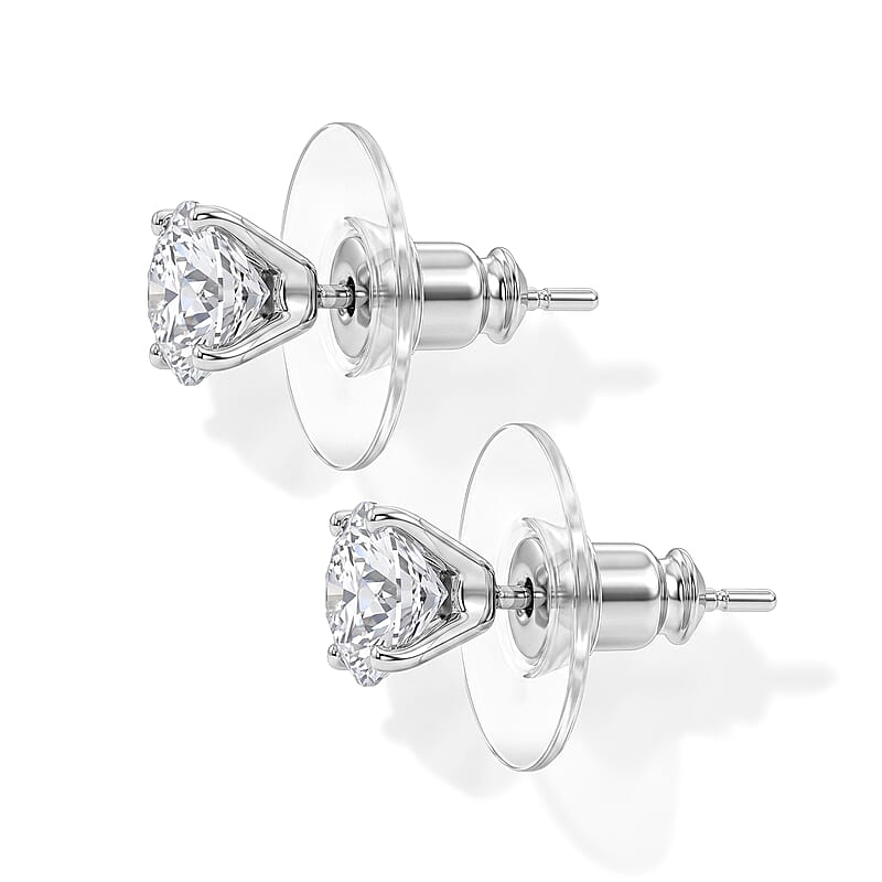 EverTrue Moissanite 2.00 ctw Solitaire Stud Earrings in Stainless Steel