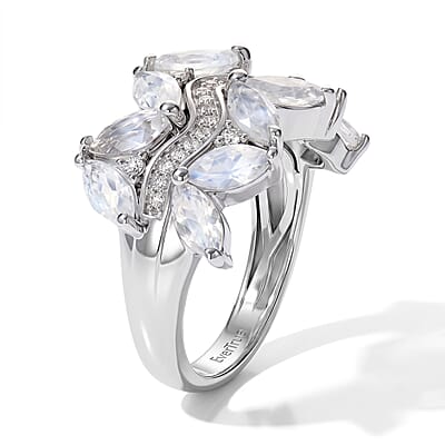 EverTrue Rainbow Moonstone and White Zircon 3.20 ctw Ring in Platinum Bond (Size 5.0)