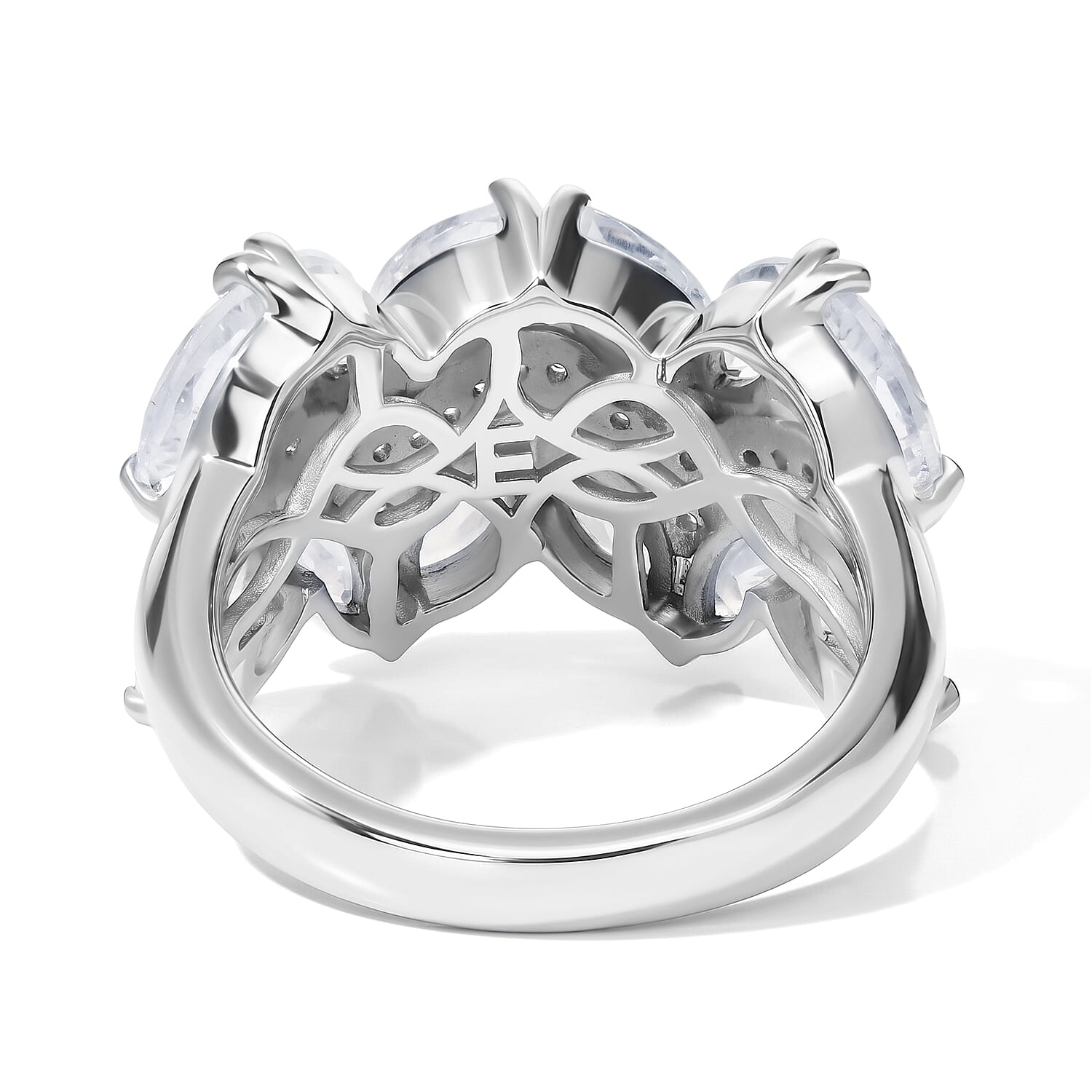 EverTrue Rainbow Moonstone and White Zircon 3.20 ctw Ring in Platinum Bond (Size 5.0)