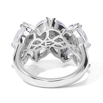 EverTrue Rainbow Moonstone and White Zircon 3.20 ctw Ring in Platinum Bond (Size 5.0)