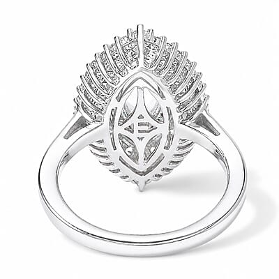 EverTrue Rainbow Moonstone and White Zircon 2.10 ctw Ring in Platinum Bond (Size 5.0)