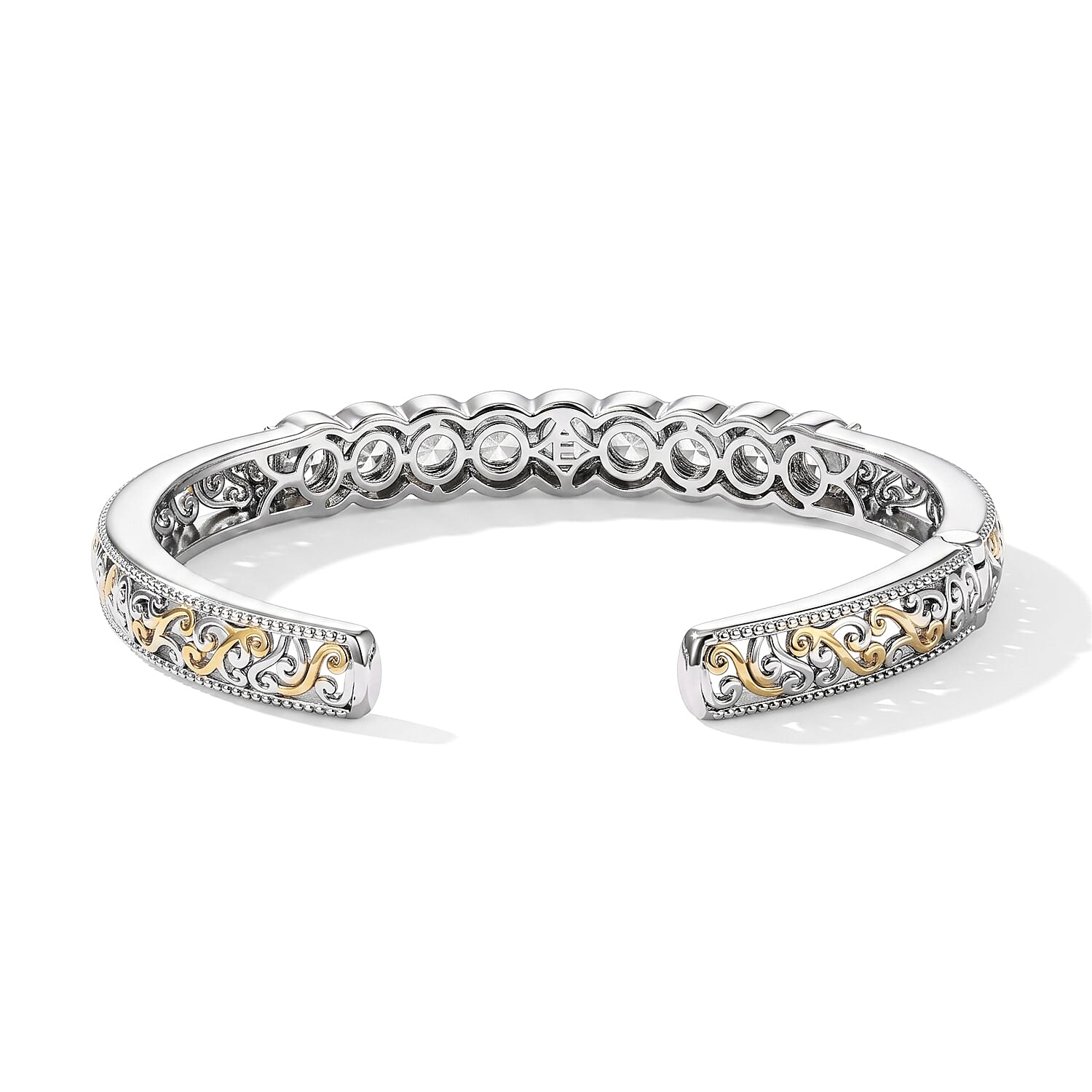 EverTrue Rainbow Moonstone 4.00 ctw Cuff Bracelet in 18K YG Plated and Platinum Bond (6.50 In)