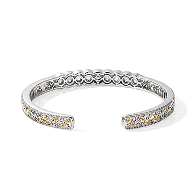 EverTrue Rainbow Moonstone 4.00 ctw Celestial Glow Cuff Bracelet in 18K YG Plated and Platinum Bond (7.25 In)