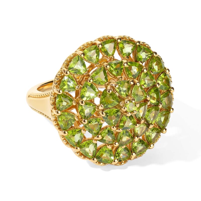 EverTrue Hebei Peridot 3.85 ctw Cocktail Ring in 18K YG Plated (Size 6)