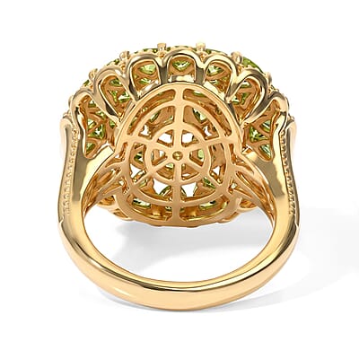 EverTrue Hebei Peridot 3.85 ctw Cocktail Ring in 18K YG Plated (Size 6)