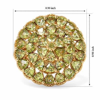 EverTrue Hebei Peridot 3.85 ctw Cocktail Ring in 18K YG Plated (Size 6)