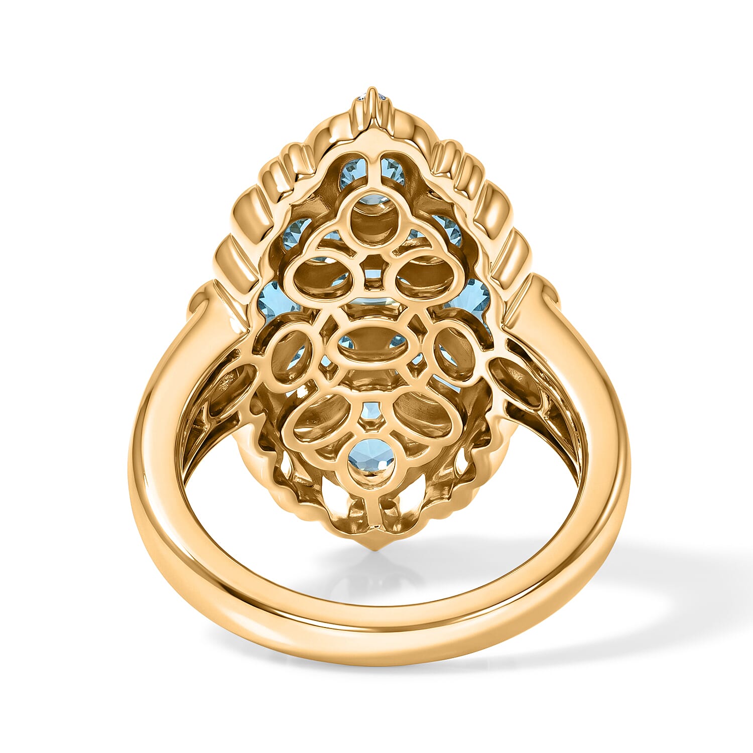 EverTrue Blue Apatite and White Zircon 3.65 ctw Ring in 18K YG Plated (Size 7.0)