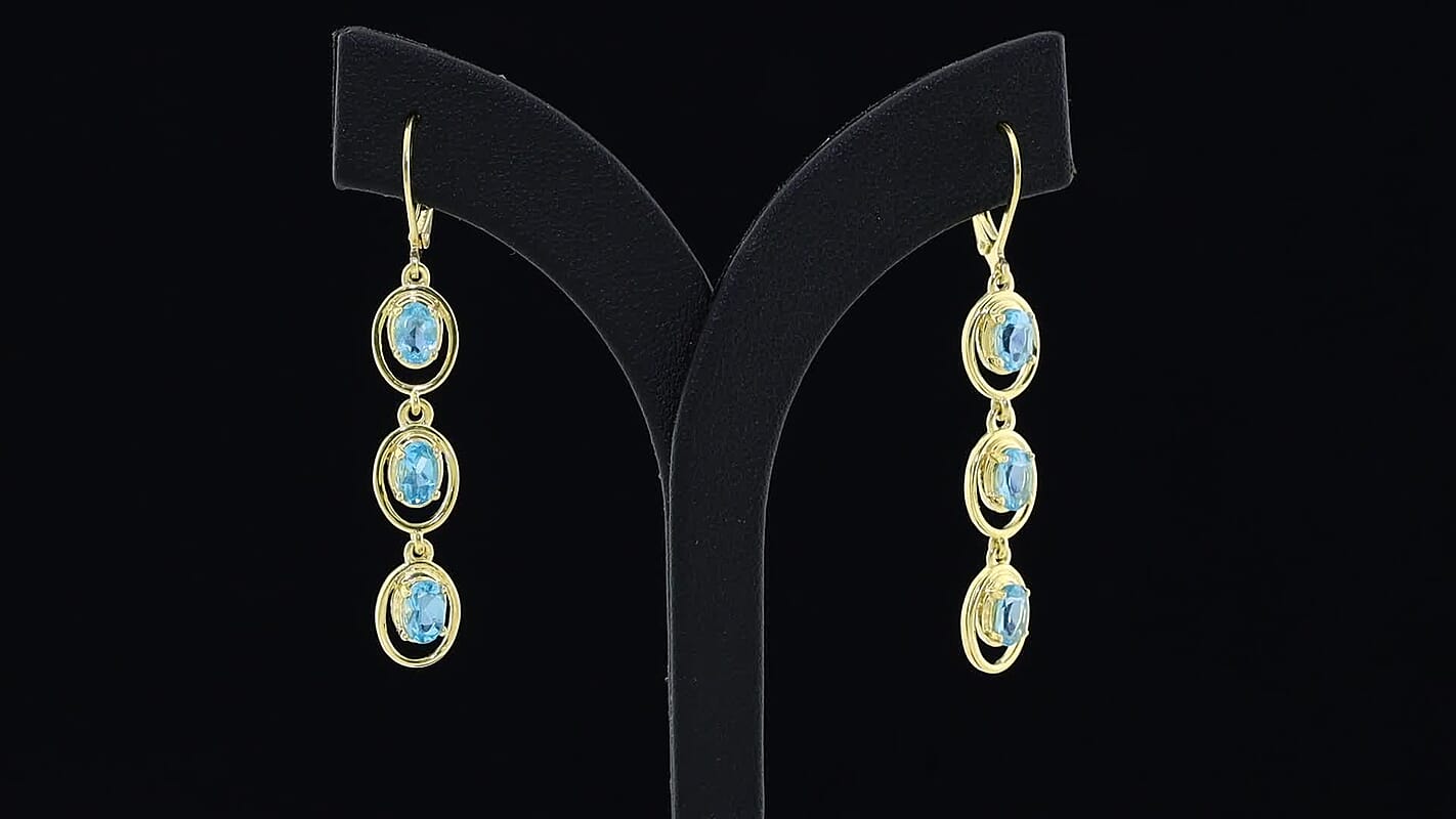 EverTrue Betroka Blue Apatite Earrings in 18K YG Plated 3.10 ctw