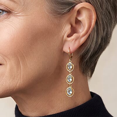 EverTrue Betroka Blue Apatite 3.10 ctw Earrings in 18K YG Plated