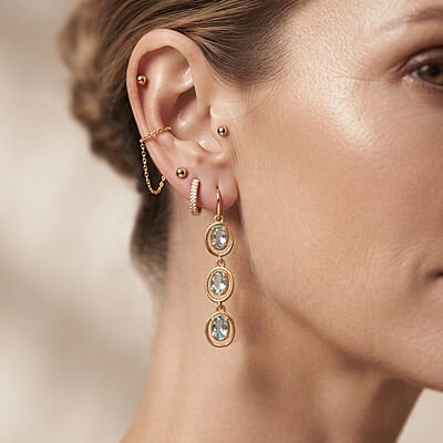EverTrue Betroka Blue Apatite 3.10 ctw Earrings in 18K YG Plated