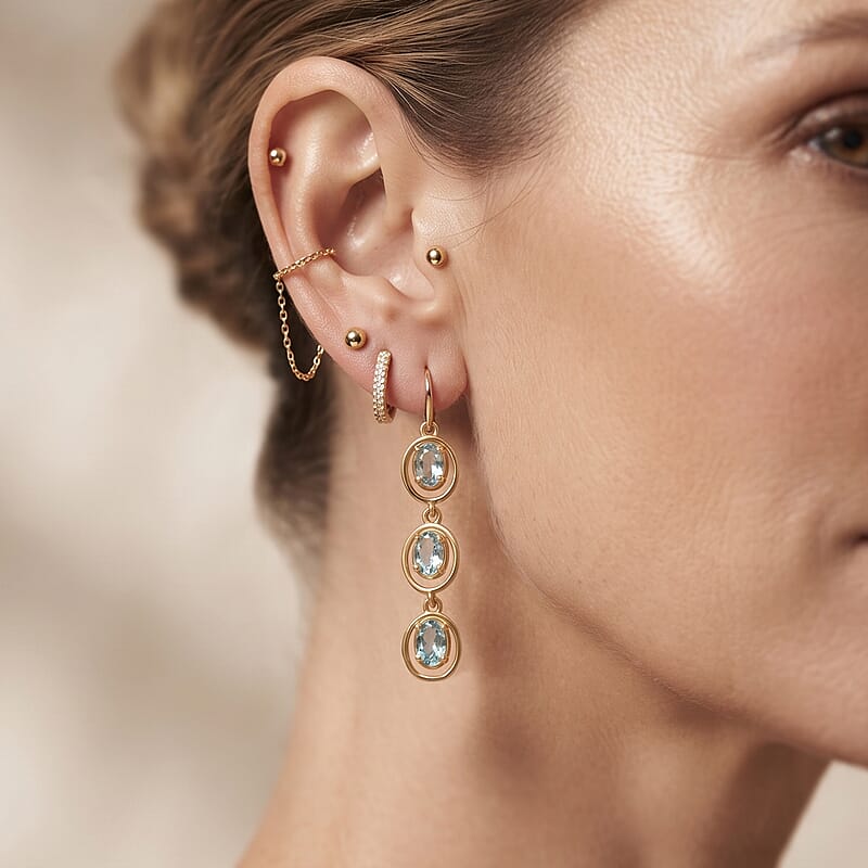 EverTrue Betroka Blue Apatite 3.10 ctw Earrings in 18K YG Plated