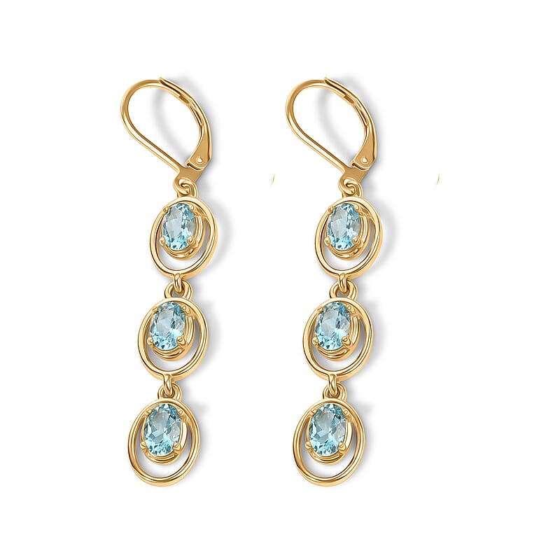 EverTrue Betroka Blue Apatite 3.10 ctw Earrings in 18K YG Plated