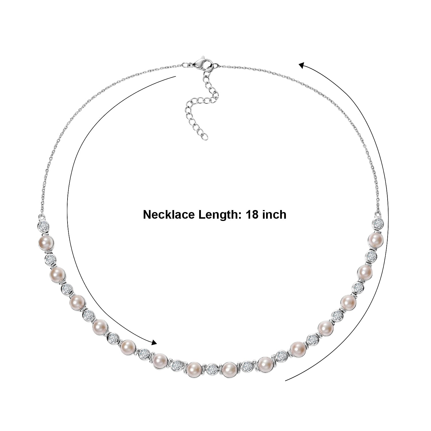 EverTrue Pink Freshwater Pearl and White Topaz 5.50 ctw Endless Pearl Harmony Necklace (18-20 Inches) in Platinum Bond