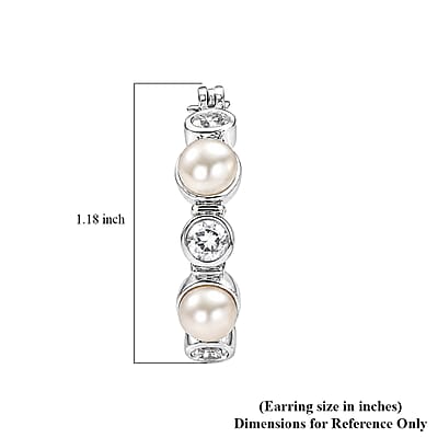 EverTrue Pink Freshwater Pearl and White Topaz 2.20 ctw Endless Pearl Harmony Earrings in Platinum Bond
