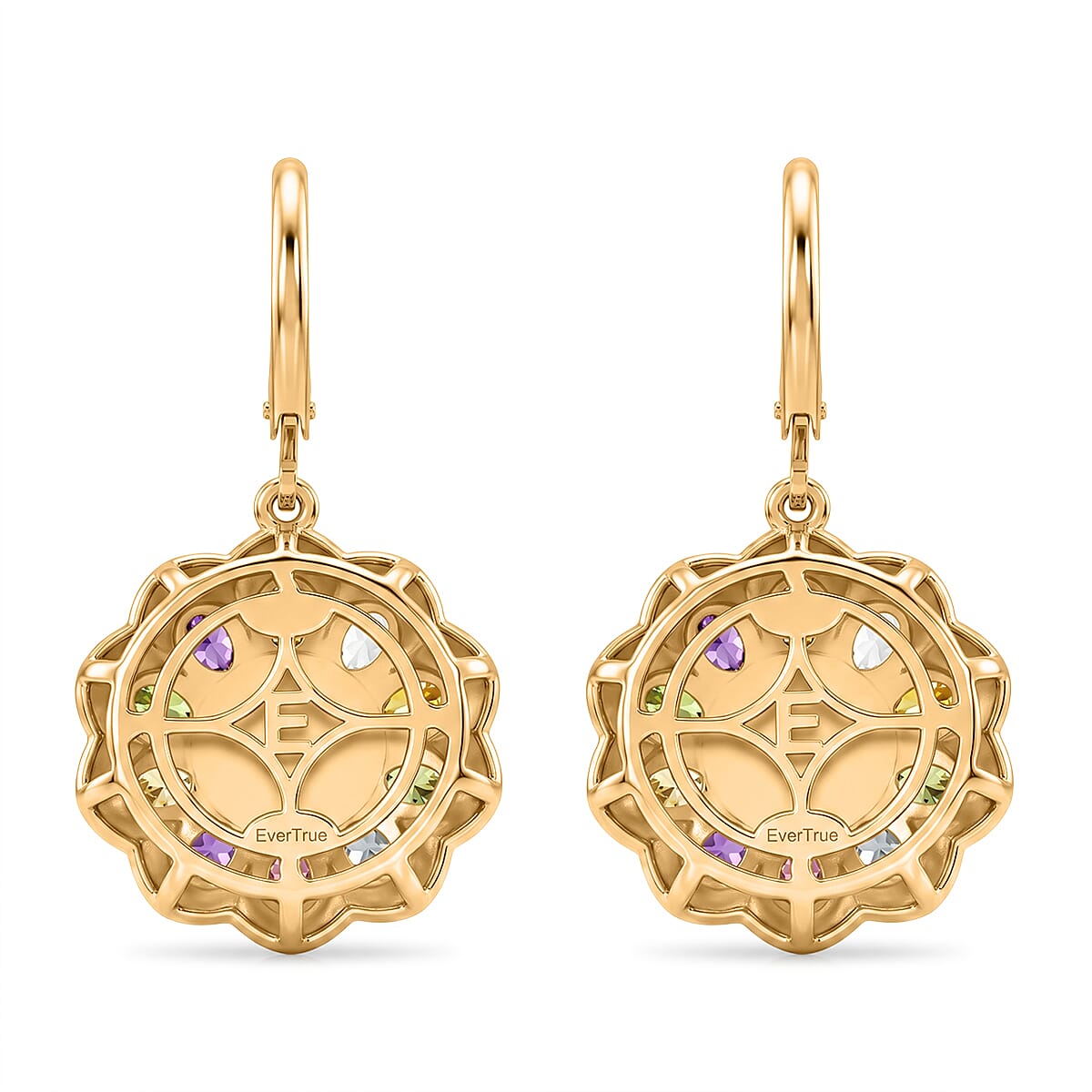 EverTrue Pink Freshwater Pearl and Multi Gemstone 6.15 ctw Lustre Bloom Earrings in 18K YG Plated