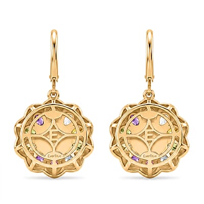 EverTrue Pink Freshwater Pearl and Multi Gemstone 6.15 ctw Lustre Bloom Earrings in 18K YG Plated