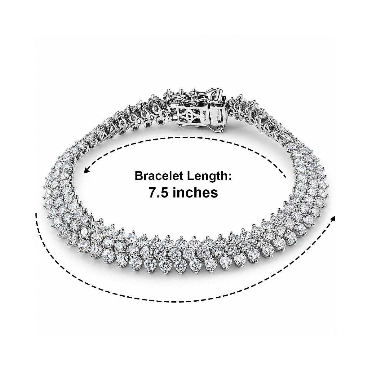 D'Joy AAA Moissanite 16.00 ctw Floral Symphony Three Row Bracelet in Rhodium Over Sterling Silver (7.25 In) image number 2