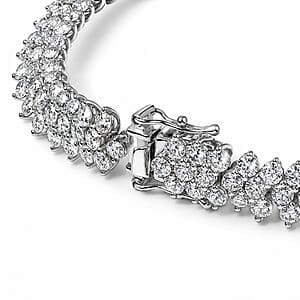 D'Joy AAA Moissanite 17.20 ctw Floral Symphony Three Row Bracelet in Rhodium Over Sterling Silver (8.00 In)