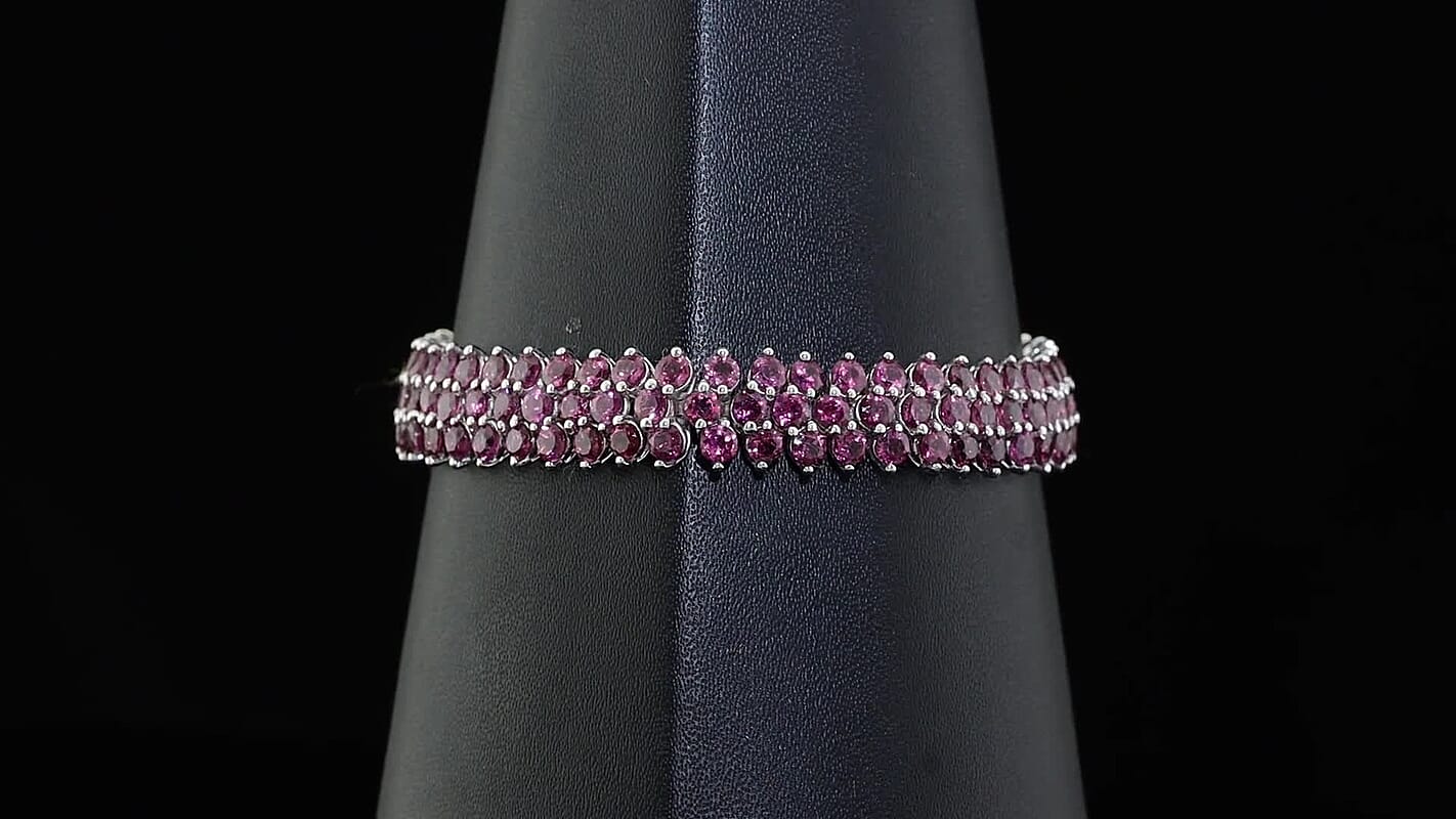 D'Joy Multi-Tourmaline 22.00 ctw Three Row Bracelet in Rhodium Over Sterling Silver (7.25 In)