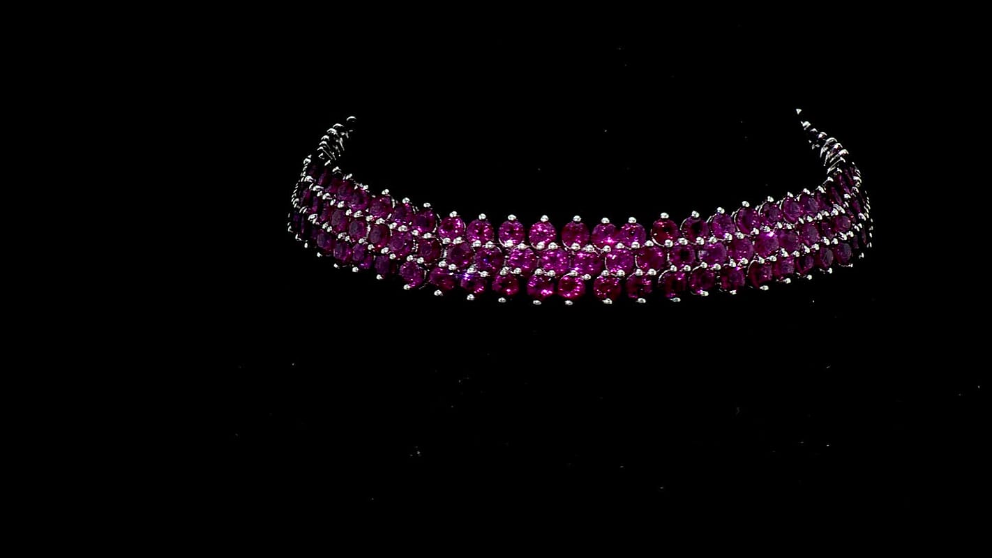 D'Joy Multi-Tourmaline 22.00 ctw Three Row Bracelet in Rhodium Over Sterling Silver (7.25 In)