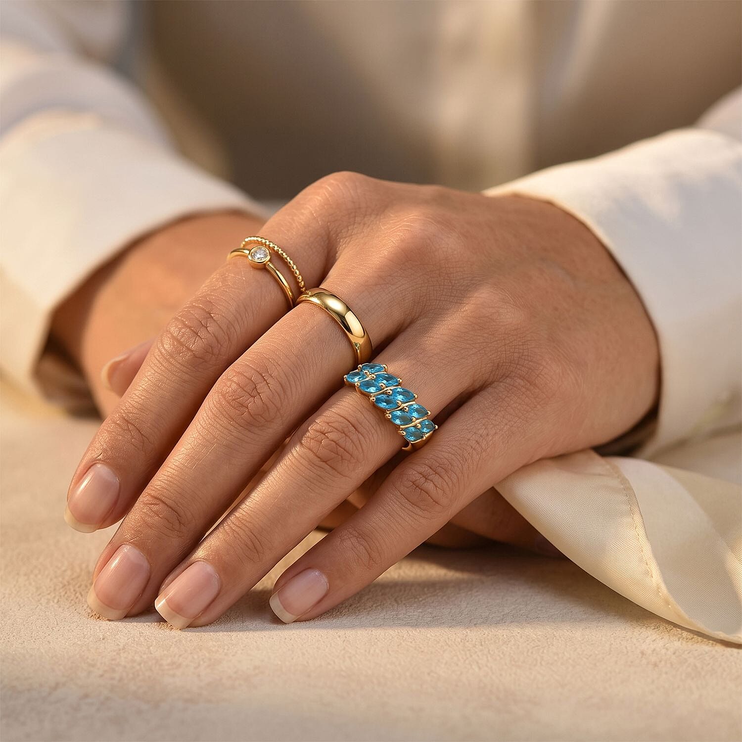 EverTrue Malgache Neon Apatite 1.50 ctw Ring in 18K YG Plated (Size 7.0)