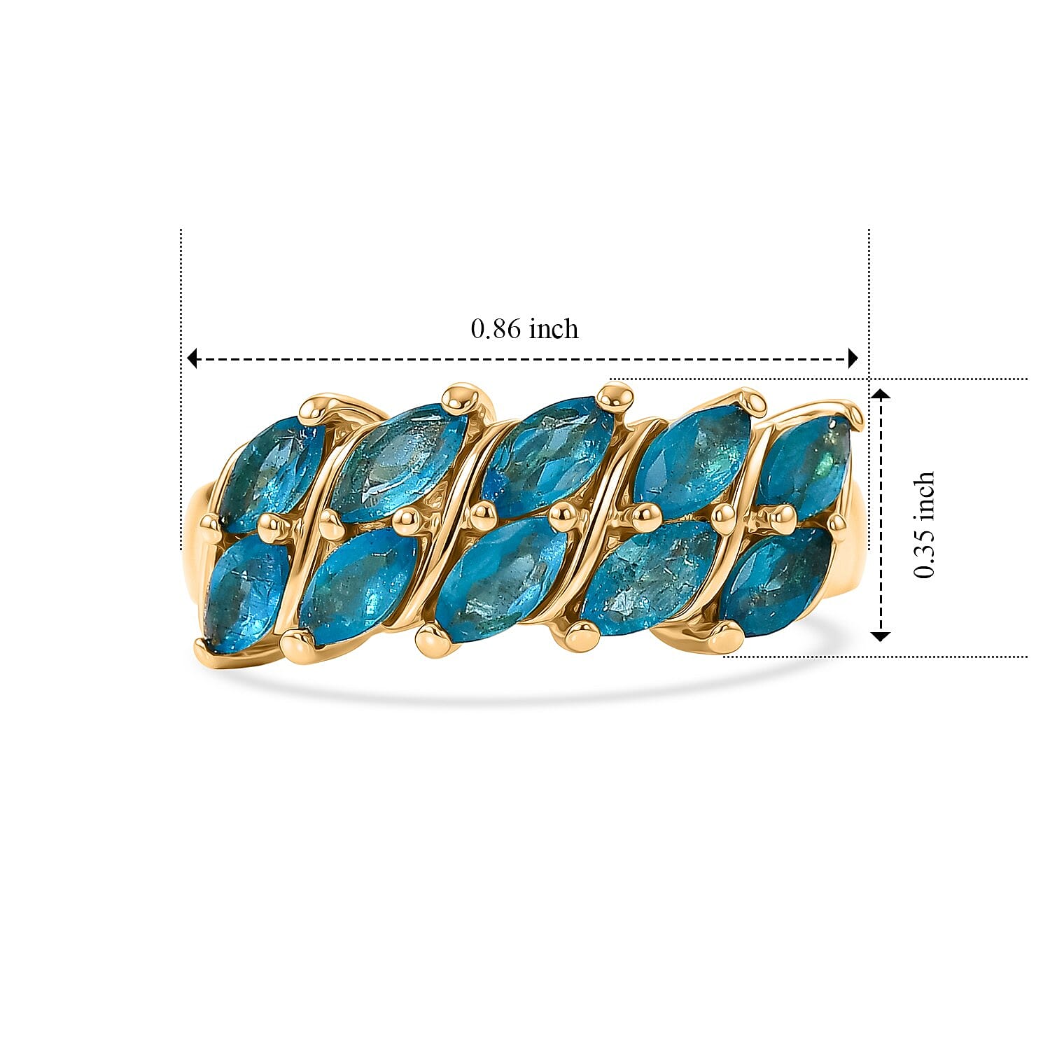 EverTrue Malgache Neon Apatite 1.50 ctw Ring in 18K YG Plated (Size 7.0)