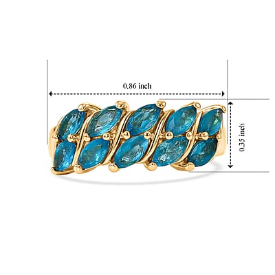 EverTrue Malgache Neon Apatite 1.50 ctw Ring in 18K YG Plated (Size 7.0)