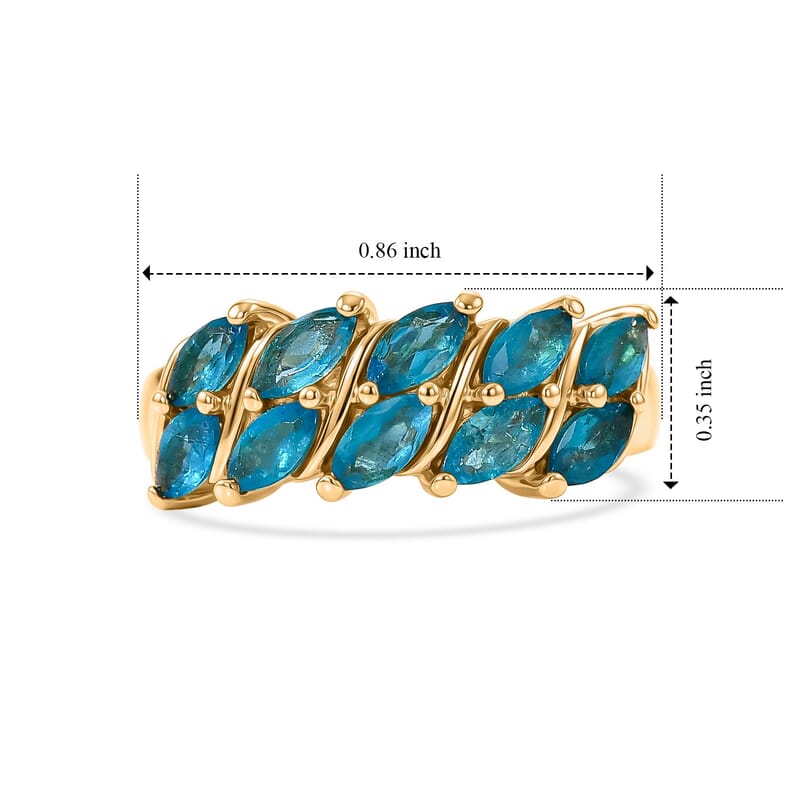 EverTrue Malgache Neon Apatite 1.50 ctw Ring in 18K YG Plated (Size 7.0)