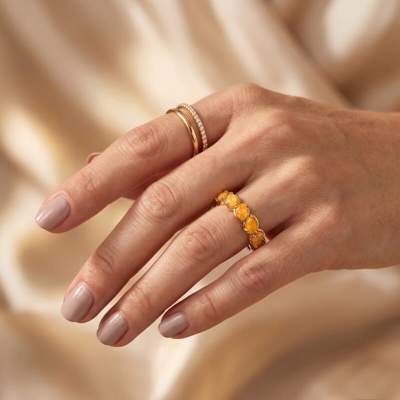 EverTrue Yellow Opal 0.75 ctw Band Ring in 18K YG Plated (Size 7.0)