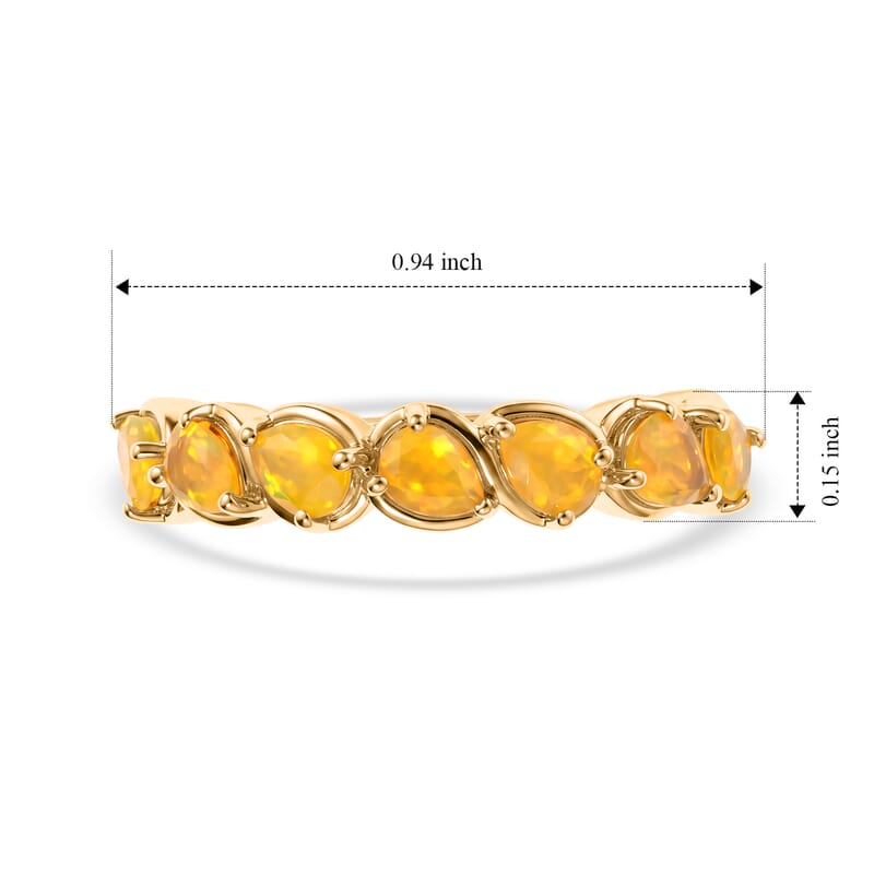 EverTrue Yellow Opal 0.75 ctw Band Ring in 18K YG Plated (Size 7.0)