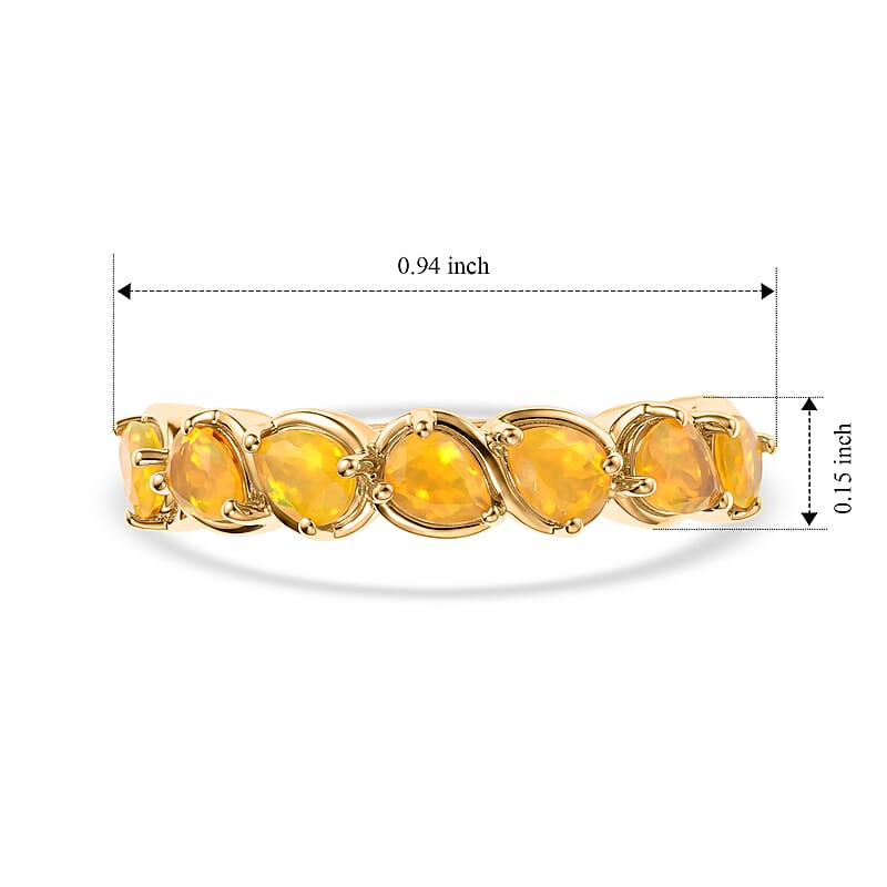 EverTrue Yellow Opal 0.75 ctw Band Ring in 18K YG Plated (Size 7.0)
