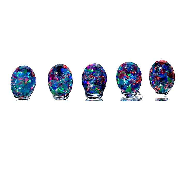Mega Deal AAAA Australian Black Ridge Opal Triplet Set of 5 (Ovl 8x6 mm) 4.00 ctw