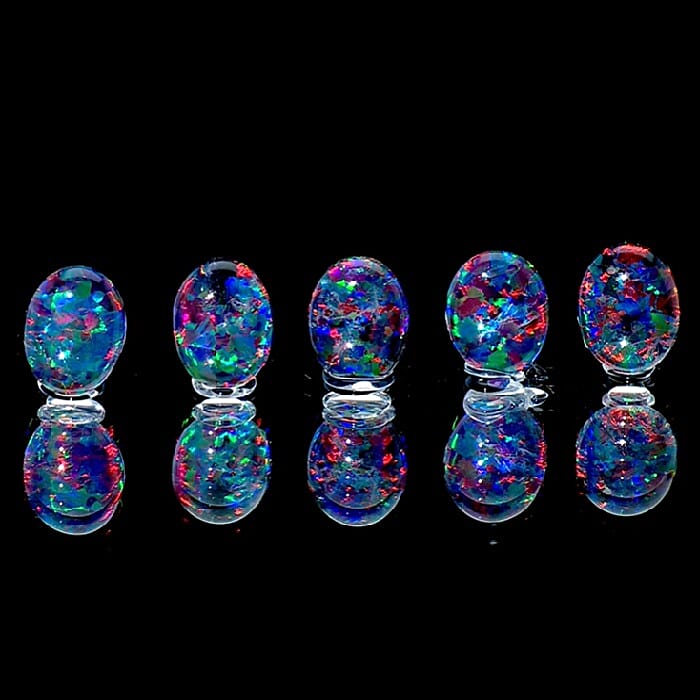 Mega Deal AAAA Australian Black Ridge Opal Triplet Set of 5 (Ovl 8x6 mm) 4.00 ctw
