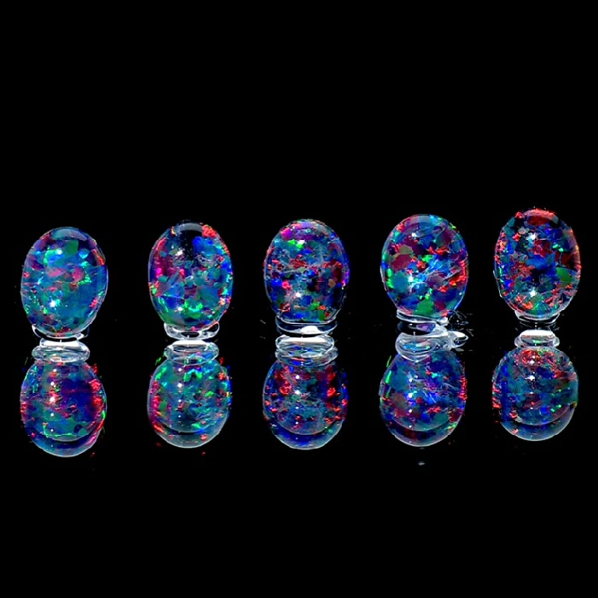 Mega Deal AAAA Australian Black Ridge Opal Triplet Set of 5 (Ovl 8x6 mm) 4.00 ctw image number 1