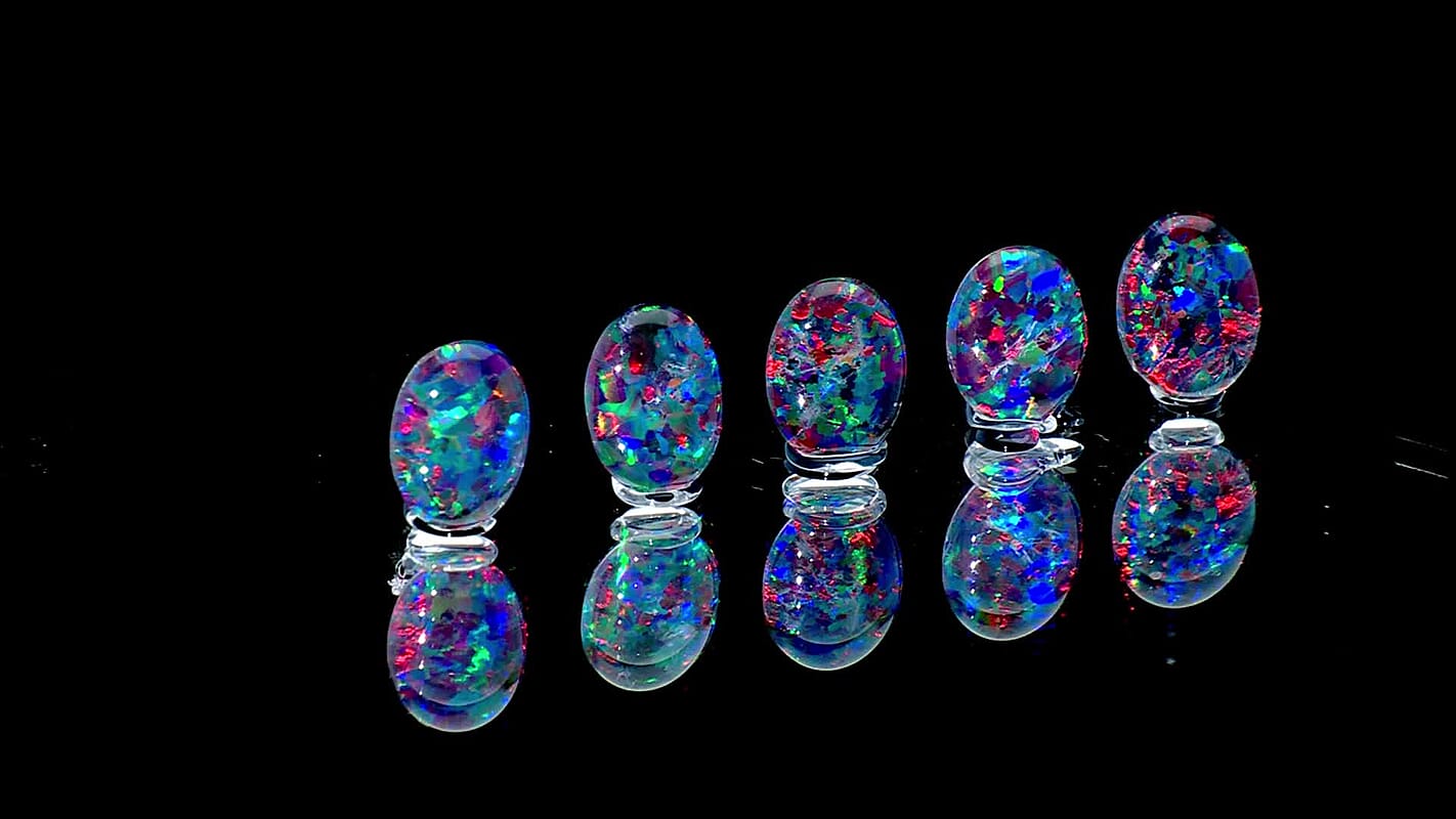 Mega Deal AAAA Australian Black Ridge Opal Triplet Set of 5 (Ovl 8x6 mm) 4.00 ctw