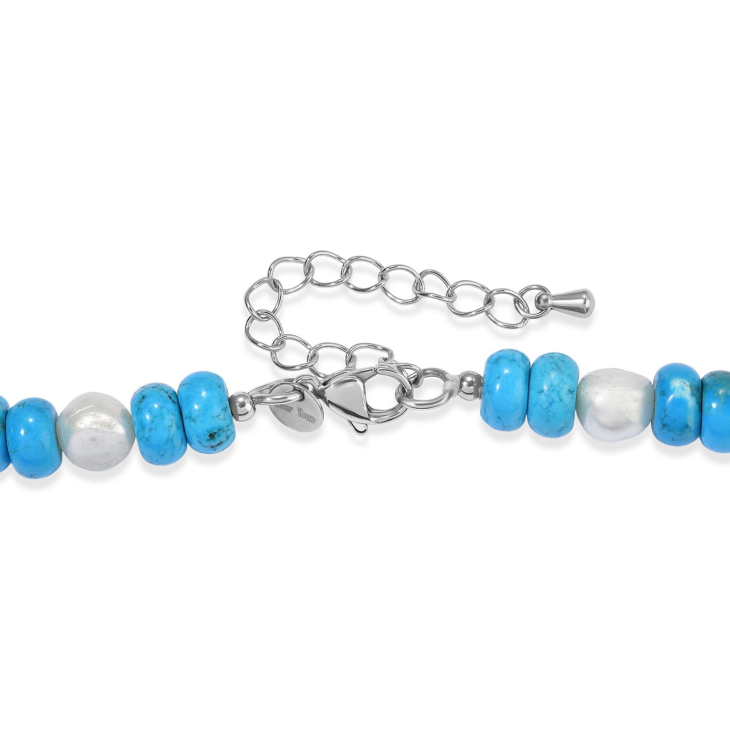 EverTrue Magnesite and Pearl 140.00 ctw Beaded Necklace in Stainless Steel 18 Inches