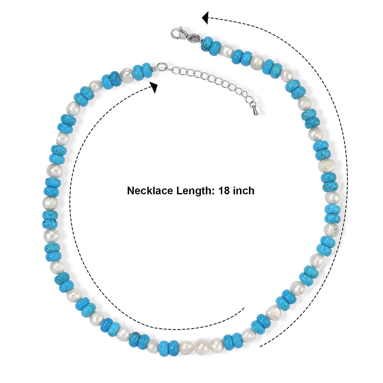 EverTrue Magnesite and Pearl 140.00 ctw Beaded Necklace in Stainless Steel 18 Inches