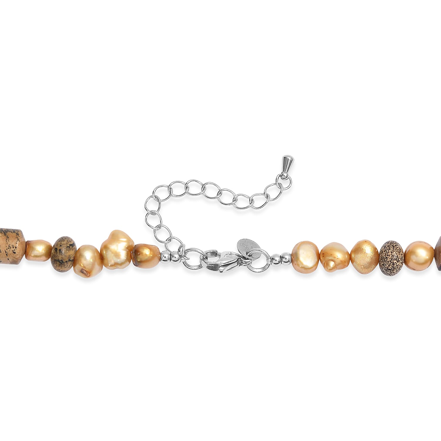 EverTrue Jasper and Yellow Pearl (D) 45.00 ctw Beaded Necklace in Stainless Steel 18-20 Inches