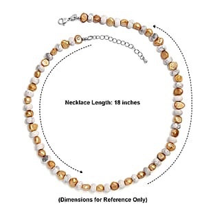 EverTrue Yellow Pearl (D) and White Howlite 1.00 ctw Beaded Necklace in Stainless Steel 18 Inches 
