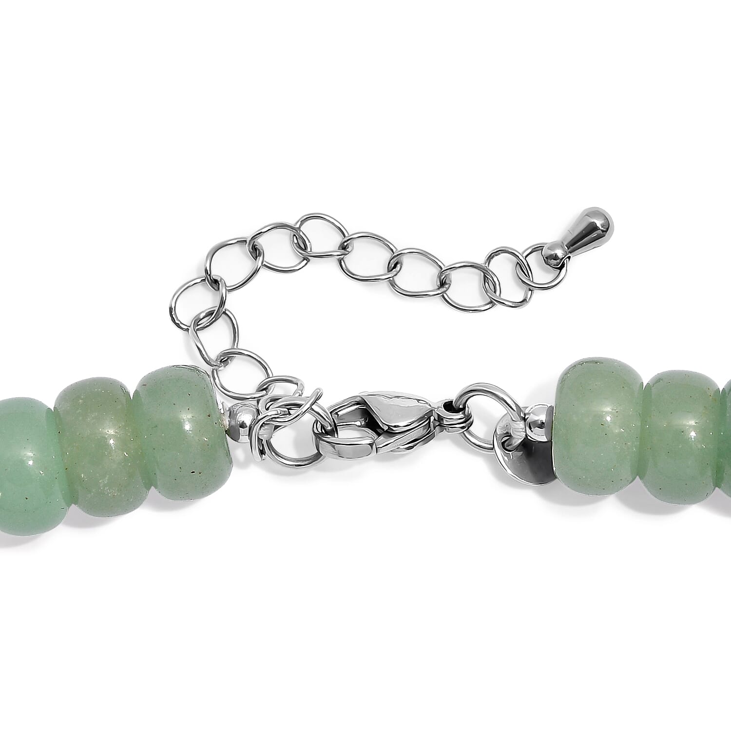 EverTrue Green Aventurine and Austrian Crystal 215.00 ctw Beaded Necklace in Stainless Steel 18-20 Inches