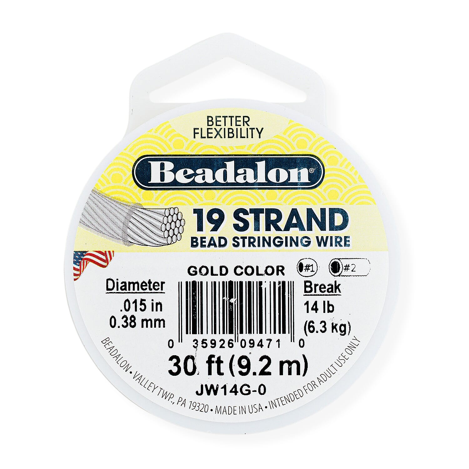 GCS Beadalon 19 Strand Gold 0.38Mm