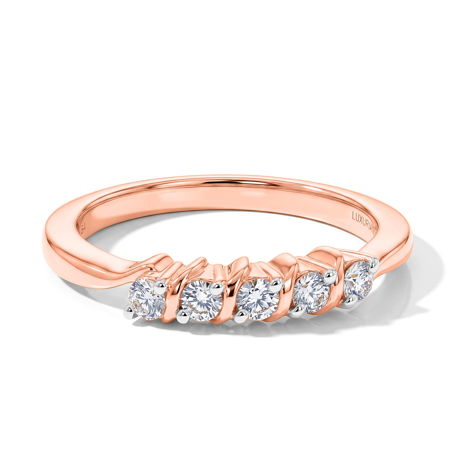 Luxuriant Lab Grown Diamond G-H SI 0.25 ctw Ring in 18K Vermeil Rose Gold Over Sterling Silver (Size 5.0)