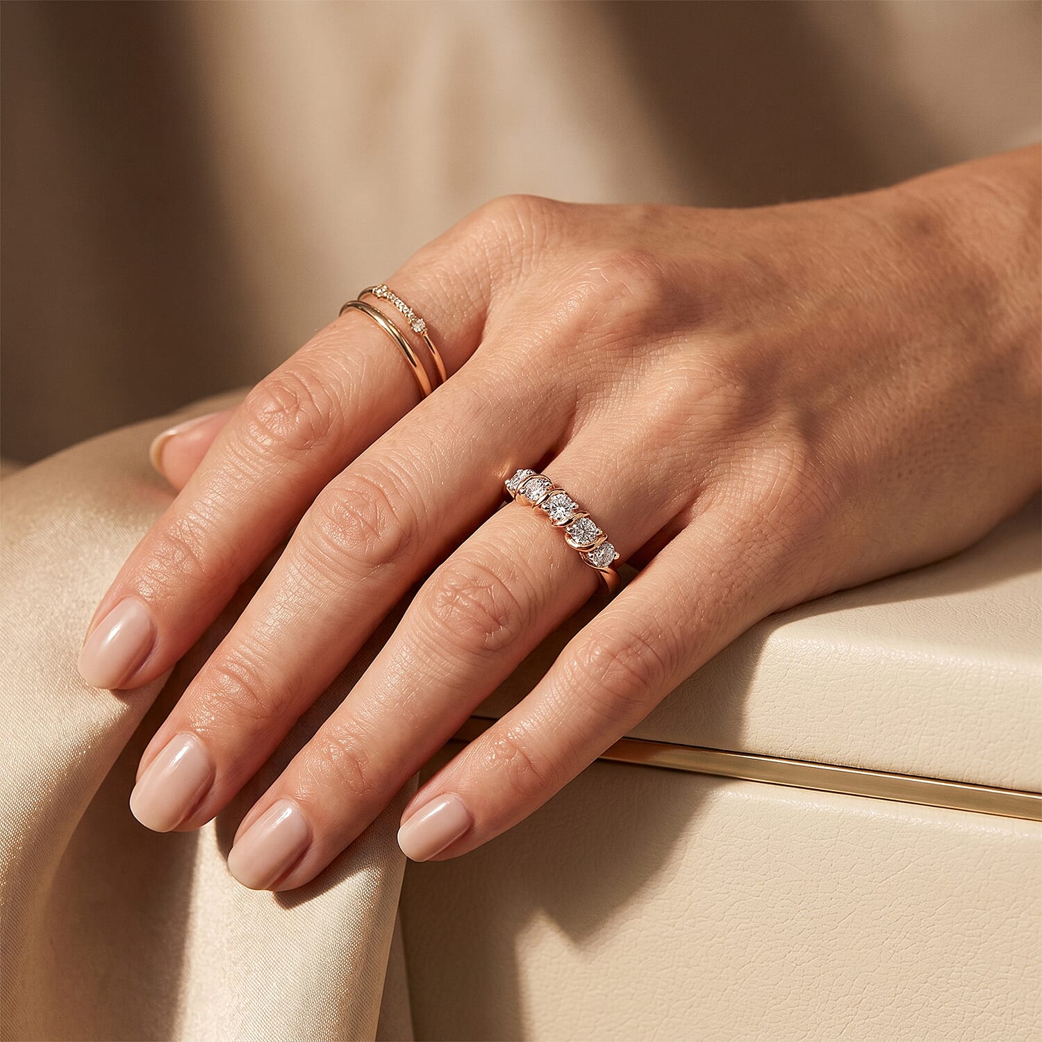 Luxuriant Lab Grown Diamond G-H SI 0.25 ctw Ring in 18K Vermeil Rose Gold Over Sterling Silver (Size 5.0)