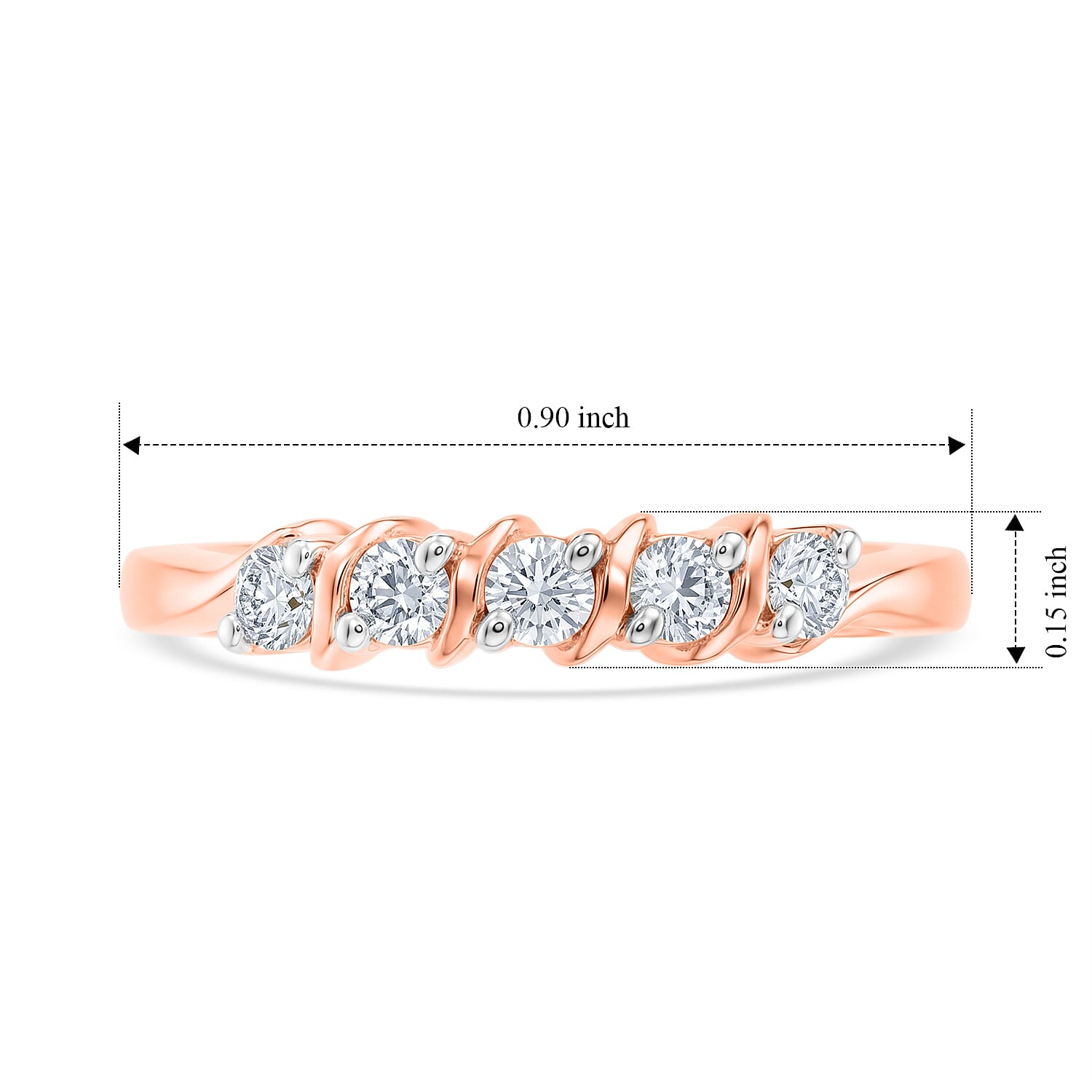Luxuriant Lab Grown Diamond G-H SI 0.25 ctw Ring in 18K Vermeil Rose Gold Over Sterling Silver (Size 5.0)